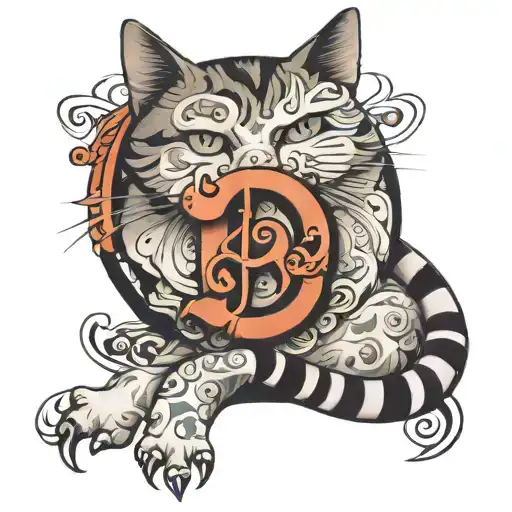 Cat In Letter D