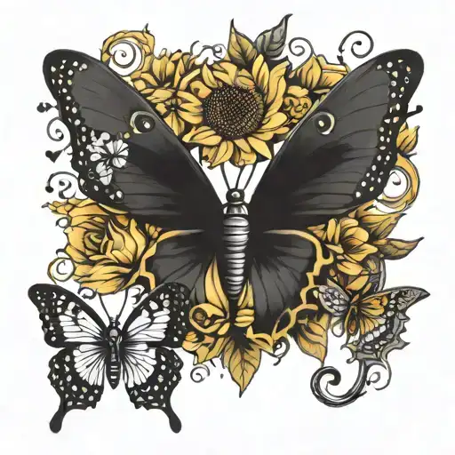 Sunflower Butterflies Surrounding