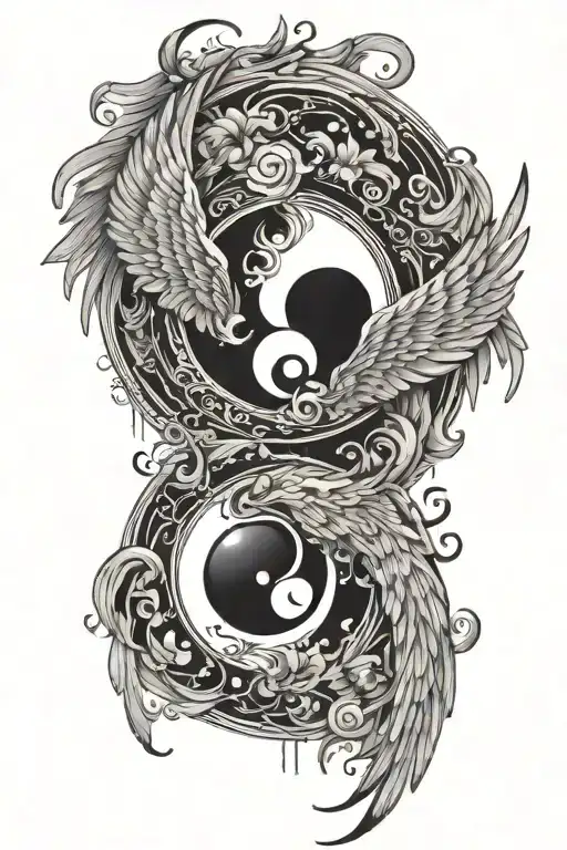 1 Yinyang In Angel Wings Spread