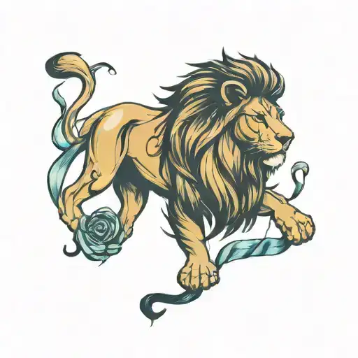 Lion With Curled Ribbon