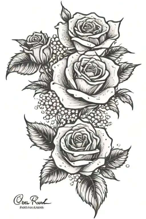 One Rose And Babys Breath Mixed Together Symbolizing