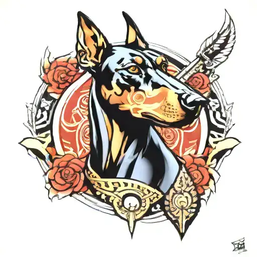 Doberman In Aztec Warrior