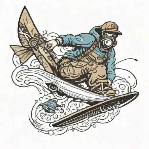 Snowboarding And Fishing