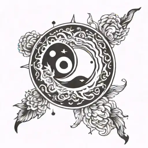 Sun Moon Ying Yang Tattoo For The Forearm Simple Without Filling Not Necessarily Round