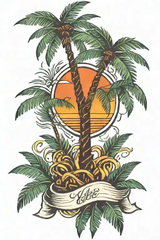 Palm Tree With Leaves Intertwined