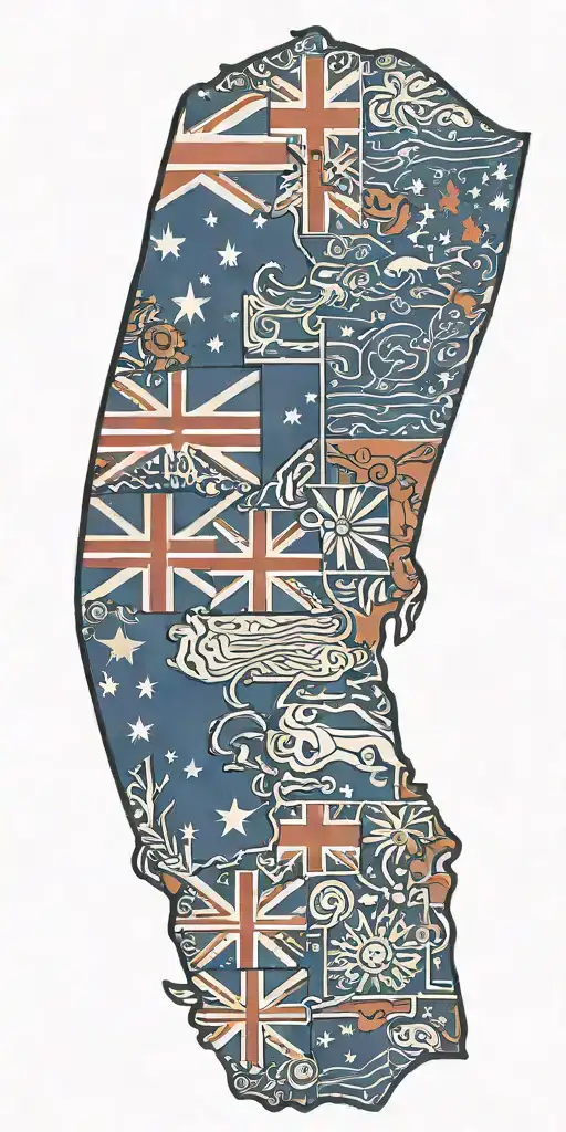Australian Country Outline Filled With Flag