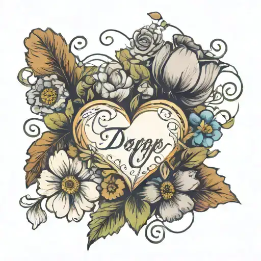 Heart And Date With Flowers Around It And Poppy's