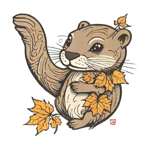 Otter Holding A Maple Leaf
