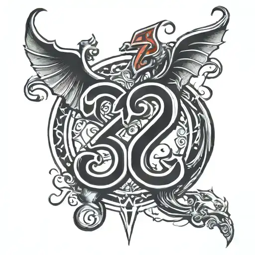 Number 66 And Devil Symbol