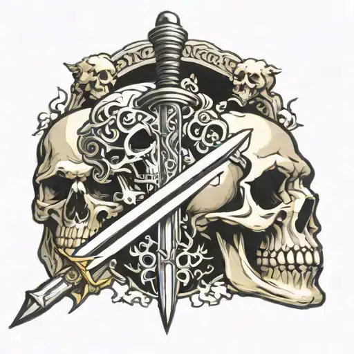 Sword Going Through Skulls
