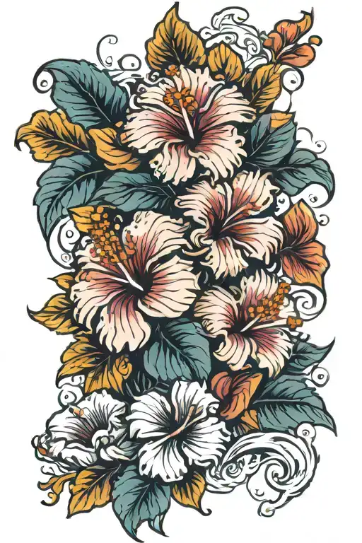 Hibiscus Flowers In The Ocean