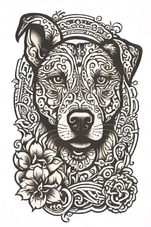 Dog Inside Paw Print Surrounded