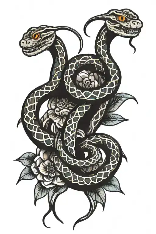 Traditional Mexican Snake Tattoo Design