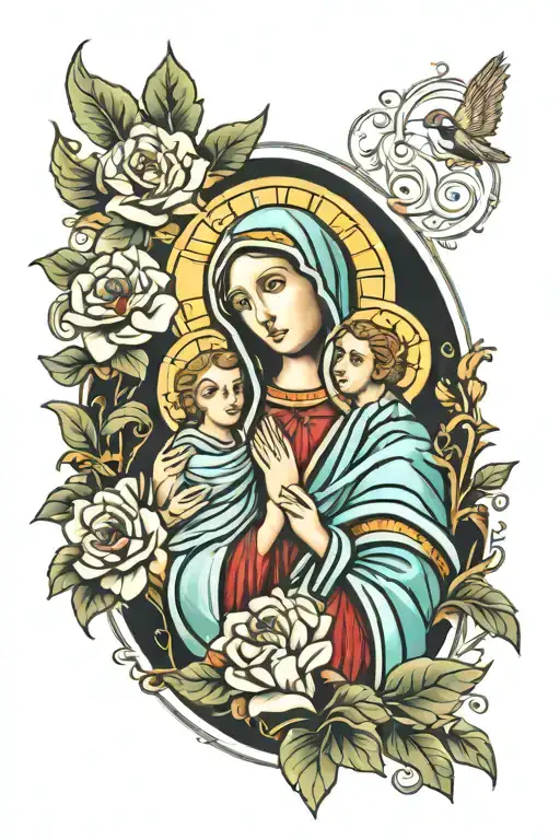 Virgin Mary With Jesus And St Judas Tadeo