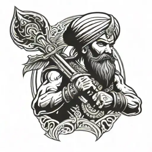 Sikh Warrior And Khalsa Logo Incorporated