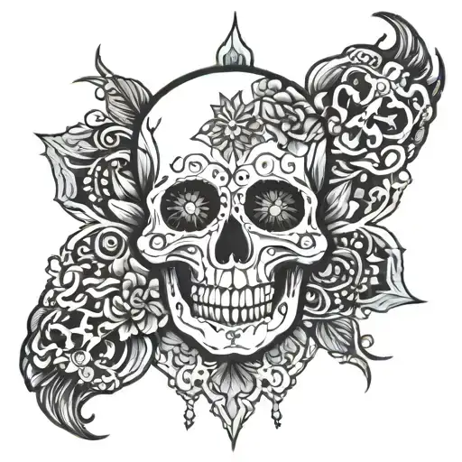 Mandala Dark Skulls Surrounded