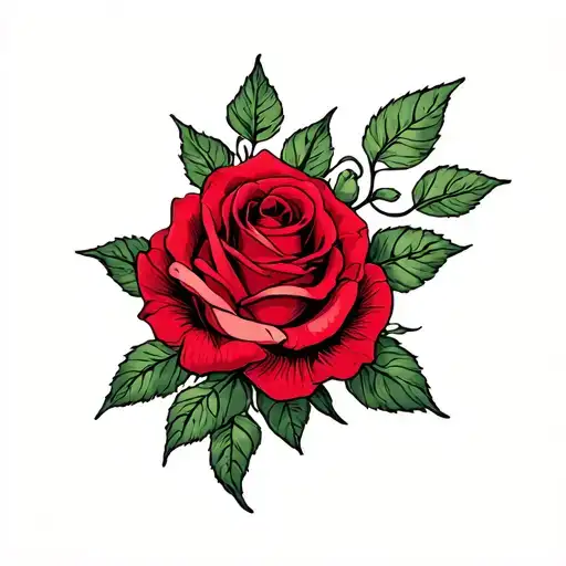 H And Delicate Red Rose Intertwined