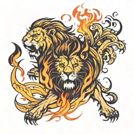 Lion And Fire Coming