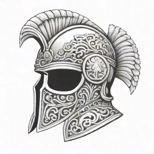 Roman Soldier Helmet Adorned With Intricate