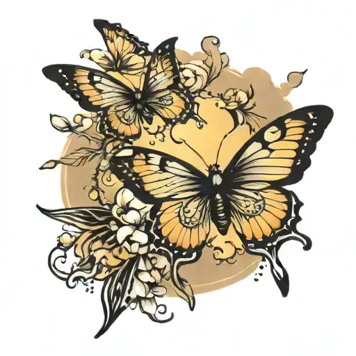 Butterfly Wind Clouds Flying With Sun Rays