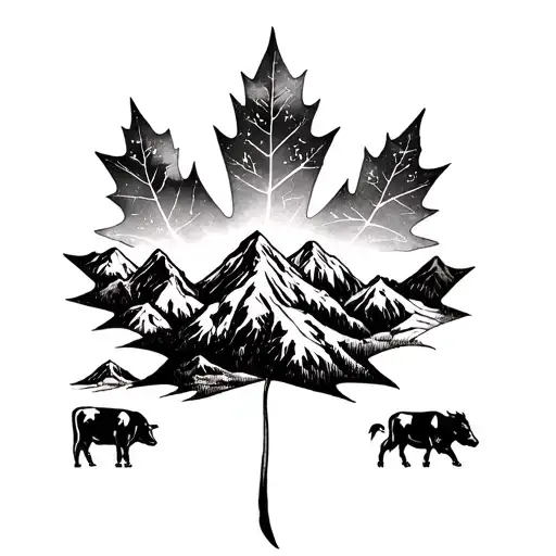 Cows Grazing Maple Leaf Mountains Inside