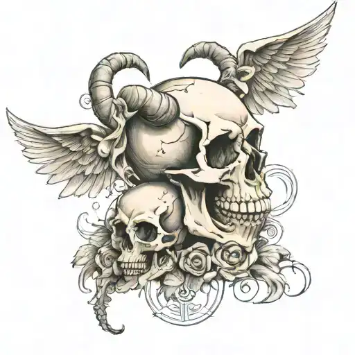 Angel And Goat Skull