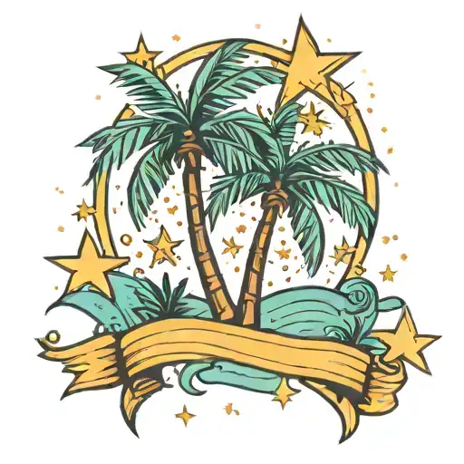 Palm Tree And Stars Representing The Client's