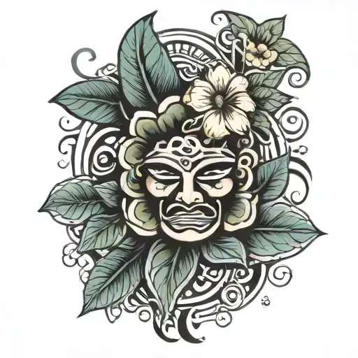 Taino Sun And Hibiscus Flower