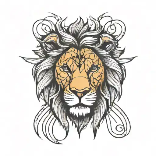 Anstract Lion Face With Line