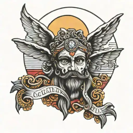 God With Mexican Flag And The Moon