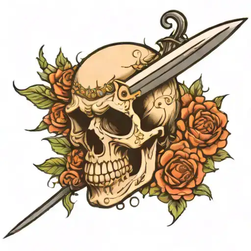 Skull With A Blade