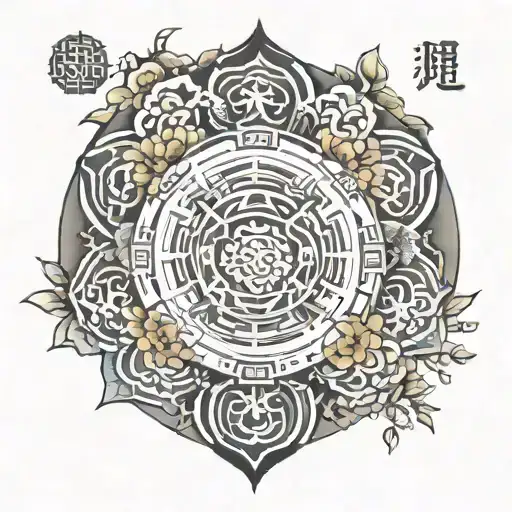 Chinese Mandala Incorporating Words Rowan Rodolphe