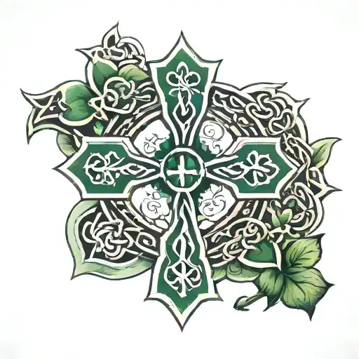 Celtic Cross With A Shamrock Saying Mahan