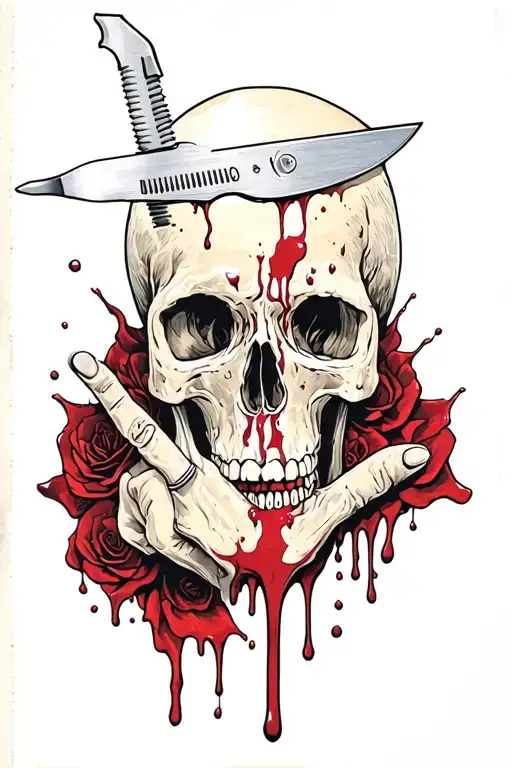 Medial Scalpel With Blood Dripping