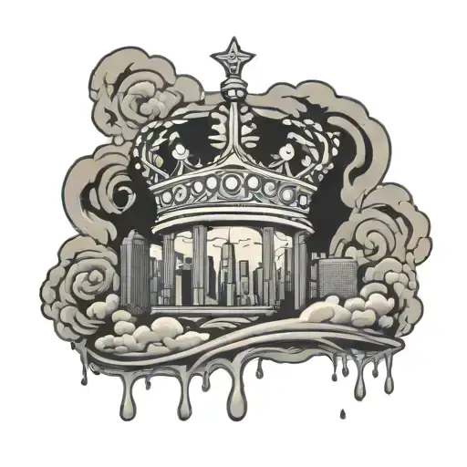 Crown On Top Of A Detroit Skyline Surrounded By Smoke