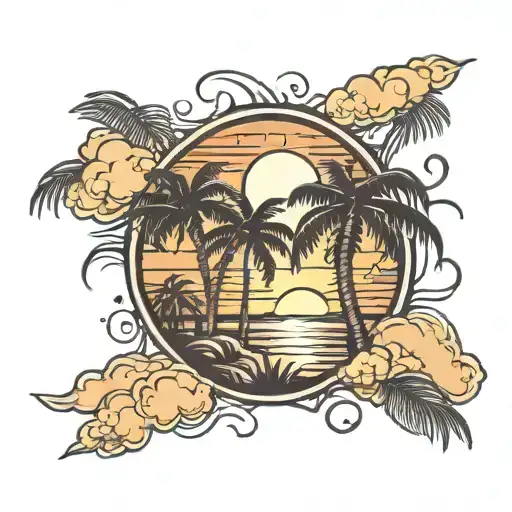 Palm Tree Sun Setting