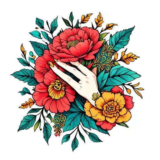 Beautiful Tattoo On The Wrist And Hands With Patterns And Flowers