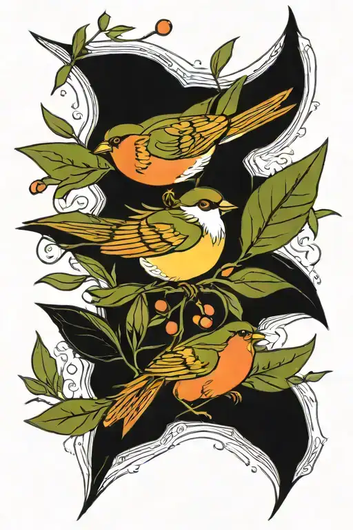 Birds Wrapping Olive Leaf Around An Arm Sleeve