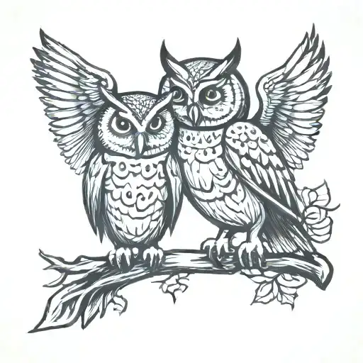 Owl Tatto With Father And Son Walking Together