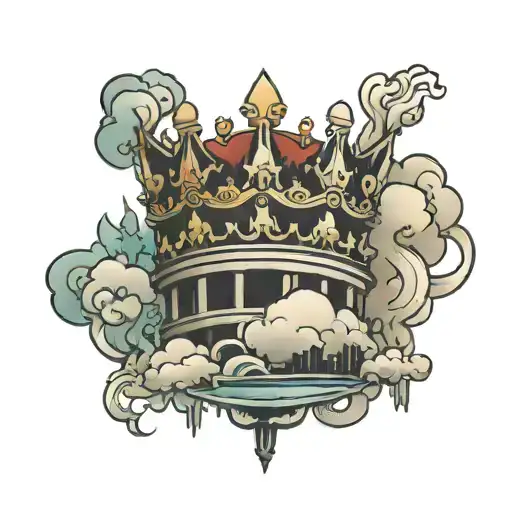 Crown On Top Of A Detroit Skyline Surrounded By Smoke