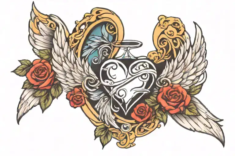Angel Wings Infinity Sign Rose Heart