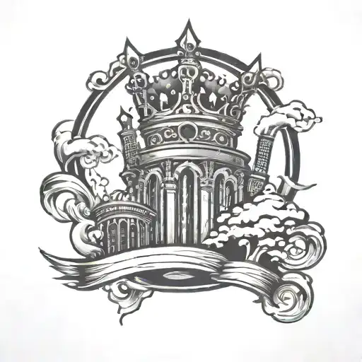 Crown On Top Of Detroit Skyline Surrounded By Smoke