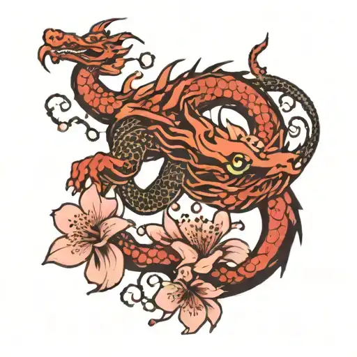 Cherry Blossoms With Dragon