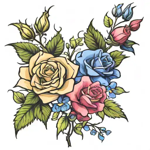 Long Stemmed Rose And Long Stemmed Larkspur Side By Side Simple