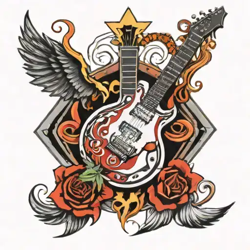 Music Rock N Roll Inspired Tattoo Featuring