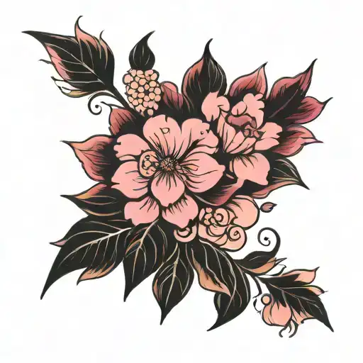 Pink Folky Floral Design