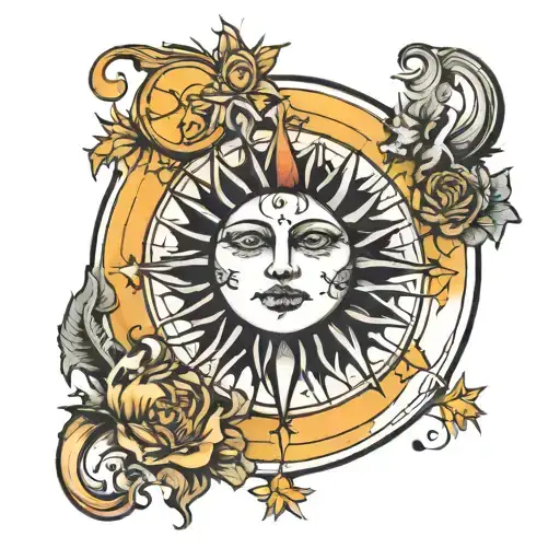 Sun And Moon Tarot Card Old Face