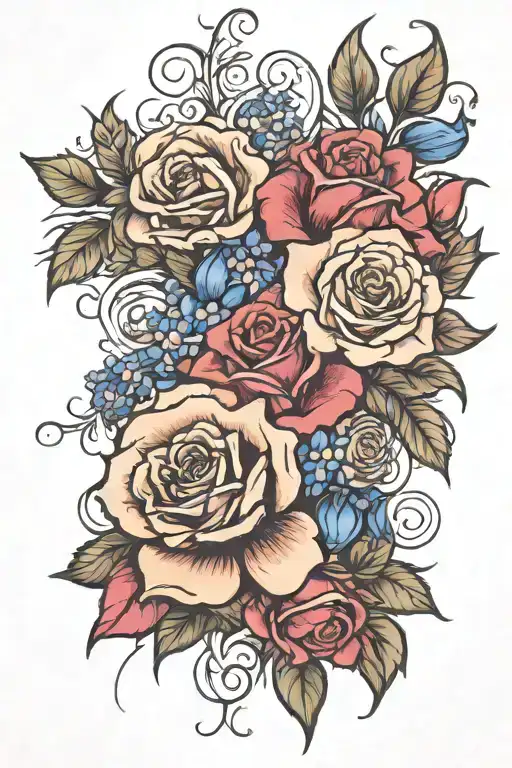Rose And Larkspur Flowers