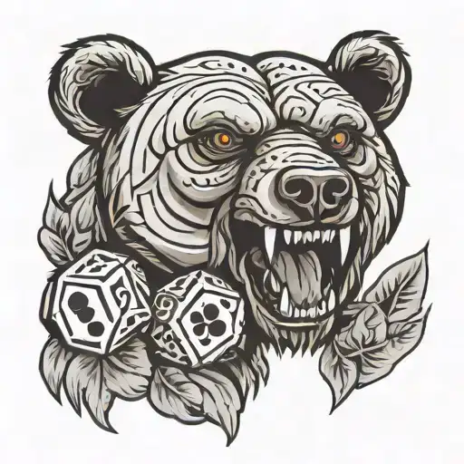 Growling Bear With A 20 Sided Dice