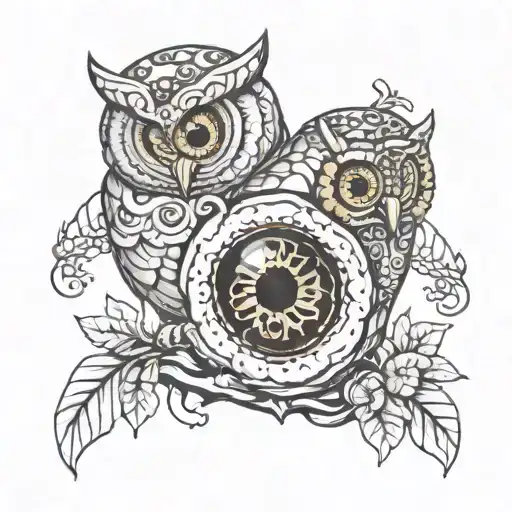 Seeing Eye Owl With Mushrooms Sugar Skulls